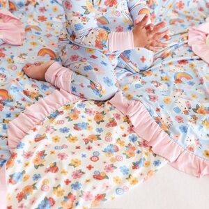 Posh Peanut Springtime Hello Kitty Blue Floral Ruffled Luxe Patoo